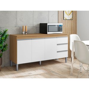 Balcão Gabinete para Pia 160cm 3 Portas Andréia Amendoa Branco - Ajl