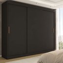 Ver imagem 2 de Guarda-roupa Casal Harvard 3 Portas 2 Gavetas 100% Mdf Preto - Panorama Móveis