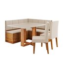 Ver imagem 2 de Conjunto Canto Alemão Baú com Mesa Retangular Tampo de Vidro com 2 Cadeiras Veloso Yescasa Bege/Mel/