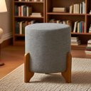 Ver imagem 1 de Puff Banqueta Thor Decorativo Retrô Sala Estar Quarto Reforçado Linho Cinza