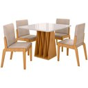 Ver imagem 1 de Kit Mesa de Jantar Orquestra com 4 Cadeira Sinfonia em Linho Naturale/off White/creme