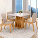 Ver imagem 2 de Kit Mesa de Jantar Orquestra com 4 Cadeira Sinfonia em Linho Naturale/off White/creme