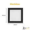 Plafon Luminaria Painel Quadrado de Led 24w 30cm Bco ou Pto - Preto - Bco Quente 3000k - 2