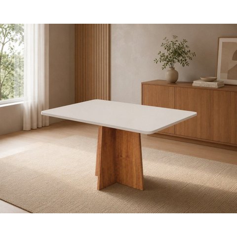 Mesa de Jantar Retangular 4 Lugares Aires em MDF Mel e Preto