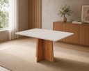 Ver imagem 1 de Mesa de Jantar Retangular 4 Lugares Aires em MDF Mel e Preto