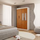 Ver imagem 1 de Guarda-Roupa Infantil Lisboa 4 Portas 2 Gavetas com Espelho Branco/Cinamomo - Panorama Móveis