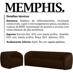 Jogo Sofa 252 cm 3 Lug E Poltrona 1 Lug Memphis TCS 721 Corano Moll - 5