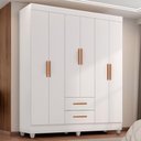 Ver imagem 2 de Guarda Roupa Casal Lite 6 Portas e 2 Gavetas Branco - Móveis Leão