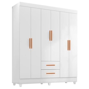 Guarda Roupa Casal Lite 6 Portas e 2 Gavetas Branco - Móveis Leão