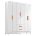 Ver imagem 1 de Guarda Roupa Casal Lite 6 Portas e 2 Gavetas Branco - Móveis Leão