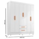 Ver imagem 4 de Guarda Roupa Casal Lite 6 Portas e 2 Gavetas Branco - Móveis Leão