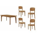 Ver imagem 1 de Conjunto: Mesa Sala Jantar Londrina Curvo 120cm + 4 Cadeiras Havana Naturale - Suede Creme Rufato
