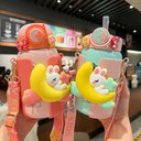 Ver imagem 3 de Garrafa Térmica Fofura Lua e Coelho Soft Aço Inox 500ml:rosa e Salmon