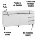 Ver imagem 4 de Balcao Para Pia 146 cm 3 Portas Andreia Branco REAJL