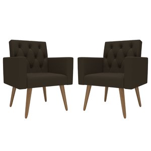 Kit 2 Poltronas Thais Premium: Marrom/corino