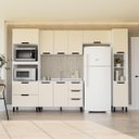Ver imagem 1 de Cozinha Meena 5 Peças 310cm Armários Aéreos Torre Quente Paneleiro Balcão Branco/Creme 250056