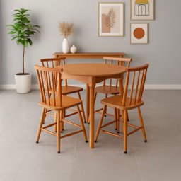 Jogo de Jantar Colonial Clássico Redonda 4 Cadeiras Todo Mel Cozinha - 2