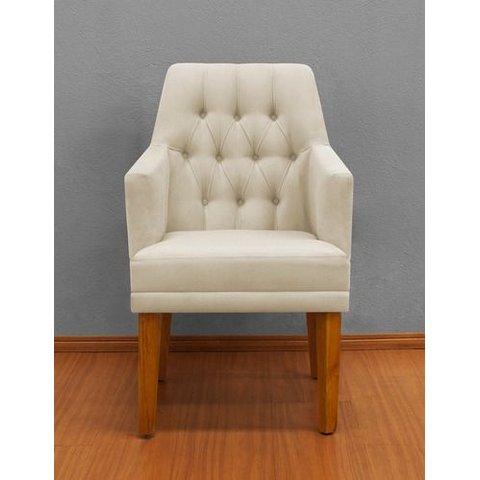 Kit 2 Cadeiras de Jantar Bela com Braço Suede Bege Suede Bege