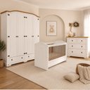Ver imagem 1 de Quarto de Bebê Completo 100% MDF com Guarda Roupa Cômoda Berço Smile Bege Creme/Carvalho