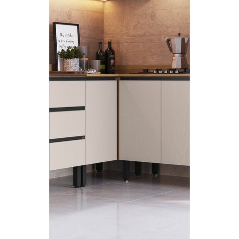 Balcão de Canto sem Tampo para Cozinha Quiditá 80cm Montana/Fumê