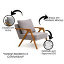 Ver imagem 6 de Poltrona Mona Pés de Madeira Linho Sala Escritorio Decoração:cinza