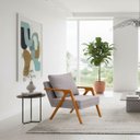 Ver imagem 5 de Poltrona Mona Pés de Madeira Linho Sala Escritorio Decoração:cinza