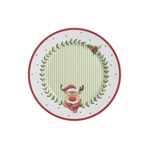 Conjunto com 6 Pratos de Sobremesa Ludic Natal Ø21cm Alleanza Cerâmica