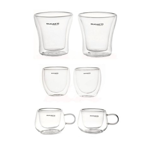 Kit Copos para Café Chá Licor Parede Dupla 6 Peças Bugatti