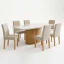 Ver imagem 2 de Conjunto de Mesa de Jantar 6 Lugares 180x90cm com Vidro e Cadeiras Diana Cinamomo Off White