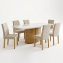 Ver imagem 3 de Conjunto de Mesa de Jantar 6 Lugares 180x90cm com Vidro e Cadeiras Diana Cinamomo Off White