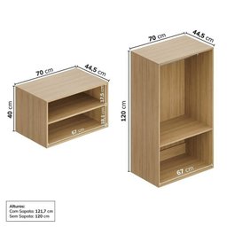 Guarda-Roupa 2 Módulos 2 Portas 3 Prateleiras 2 Gavetas Frame CabeCasa MadeiraMadeira - 6