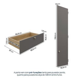 Guarda-Roupa 2 Módulos 2 Portas 3 Prateleiras 2 Gavetas Frame CabeCasa MadeiraMadeira - 7