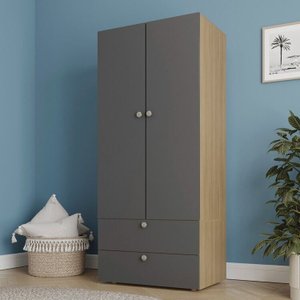 Guarda-Roupa 2 Módulos 2 Portas 3 Prateleiras 2 Gavetas Frame CabeCasa MadeiraMadeira