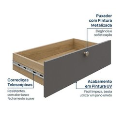 Guarda-Roupa 2 Módulos 2 Portas 3 Prateleiras 2 Gavetas Frame CabeCasa MadeiraMadeira - 10