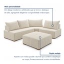 Ver mais imagens de Sofá de Canto Modulado com Puff e Base Madeira Maciça 270CMX220CM Lisboa