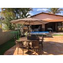 Ver imagem 2 de Ombrelone Guarda Sol 3,00m de Mesa Piscina Jardim Cor Bege de Madeira com Base