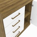 Ver imagem 3 de Cômoda 4 Gavetas 1 Porta Romênia Marrom/Branco - Mademovel