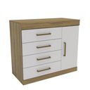 Ver imagem 2 de Cômoda 4 Gavetas 1 Porta Romênia Marrom/Branco - Mademovel