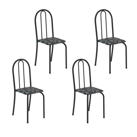 Kit 4 Cadeiras Tubular 89x37x42 cm Ane B Preto