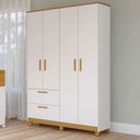 Ver imagem 1 de Guarda-roupa de Bebê Jujuba 4 Portas 2 Gavetas 100% Mdf Branco/nature - Permóbili