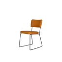 Ver imagem 3 de Cadeira de Jantar Minimalista Roma Tecido Couríssimo Caramelo Base Aço Preto - Ooca Móveis