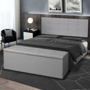 Ver imagem 6 de Kit Painel e Calçadeira Baú Casal 1,40m Roma Corano Cinza - Pallazio