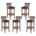 Ver imagem 1 de Kit 5 Banquetas Alta Estofada Anthurium 36 x 100 Cm Madeira Maciça Imbuia Facto Impermeável Marrom L