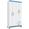 Guarda Roupa Casal 4 Portas 2 Gavetas Branco Azul - 5