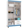 Guarda Roupa Casal 4 Portas 2 Gavetas Branco Azul - 4