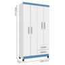 Guarda Roupa Casal 4 Portas 2 Gavetas Branco Azul - 3