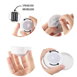 Kit 3 Spots Luminárias Lâmpadas Redondas Sem Fio RGB Coloridas Multicolor Led Com Controle Remoto Pa - 4