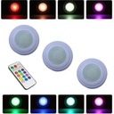Ver imagem 1 de Kit 3 Spots Luminárias Lâmpadas Redondas sem Fio Rgb Coloridas Multicolor Led com Controle Remoto Pa