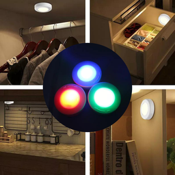 Kit 3 Spots Luminárias Lâmpadas Redondas Sem Fio RGB Coloridas Multicolor Led Com Controle Remoto Pa - 5