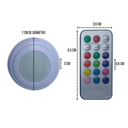 Kit 3 Spots Luminárias Lâmpadas Redondas Sem Fio RGB Coloridas Multicolor Led Com Controle Remoto Pa - 2
